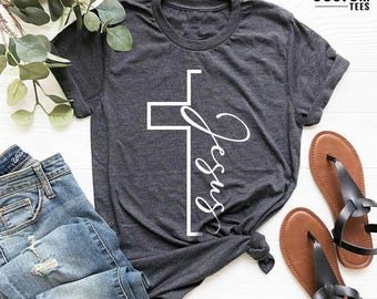 Jesus T-shirt, Christian Shirt, Vertical Cross Shirt, Christian Gift, Jesus Cross T-shirt, Religious Shirt, Inspirational Christian Shirt