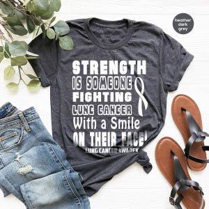 Lung Cancer Awareness T-Shirt, Cancer Warrior Shirt, Lung Cancer Survivor Shirt, Cancer Gifts, Cancer Ribbon Tee, Cancer Support Shirt image 1