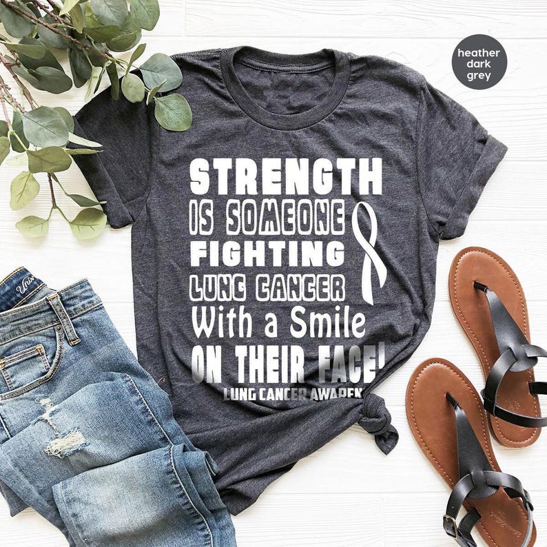 Lung Cancer Awareness T-Shirt, Cancer Warrior Shirt, Lung Cancer Survivor Shirt, Cancer Gifts, Cancer Ribbon Tee, Cancer Support Shirt image 1