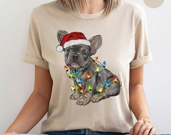 French Bulldog Christmas Dog Mom Sweatshirts, Holiday Xmas Party Dog Graphic Tees for Dog Owner, Christmas French Bulldog Gifts for Dog Dad