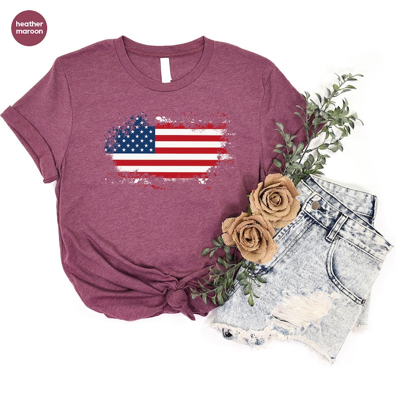 T-shirt rétro du 4 juillet, T-shirt drapeau américain, T-shirts graphiques carte des États-Unis, T-shirts patriotiques vintage, Cadeau pour grand-père, Tenue pour le Memorial Day, T-shirt pour vétéran image 6