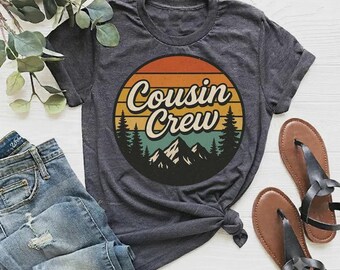 Cousin Crew Shirt, Retro Mountains Kids Shirt, Family Vacation Gift, Vintage Outdoor Shirt, Hiking Nature Lover Apparel