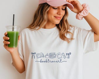 Cute Bow Books And Coffee Shirt, Introvert Inspired Reading Outfit, Trendy Literary T-Shirt, Fun Gift for Book Lovers