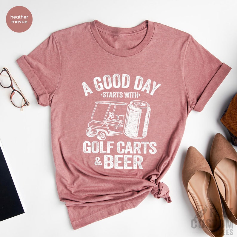 Funny Drinking Shirt, A Good Day Starts With Golf Carts And Beer, Shirts For Men, Beer Shirt, Golf Cart Shirt, Oktoberfest Shirt image 4