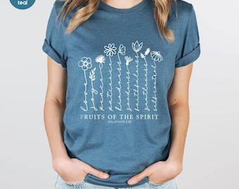 Religious Graphic Tees, Floral Shirt, Christian Shirt, Flower T-Shirt, Positive Vneck Shirt, Plant Shirt, Gift for Her, Botanical Tees