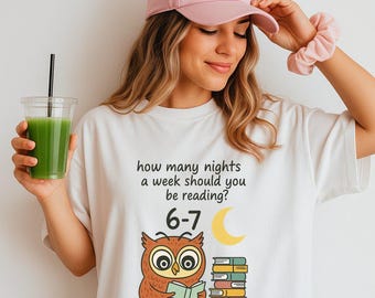 How Many Nights Should You Be Reading Shirt, Funny Owl Reader Graphic Tee for Cozy Book and Library Lovers Style, Book Lover Shirt