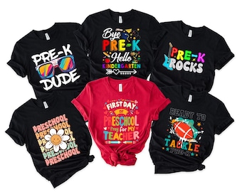 Pre-K Shirt, First Day of Pre-K Kids Tee, Retro Back to School Toddler Shirt, Smiley Face School Outfit, Floral Pencil Tee, Teacher Gift
