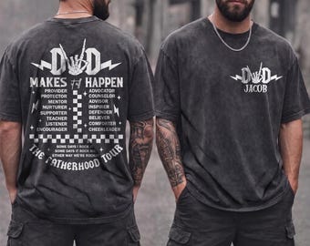 Comfort Colors® Custom Name Dad Tour Shirt, Personalized Father's Day Gift, Skeleton Hand Fatherhood Tour Tshirt, Rock Concert Style Dad Tee