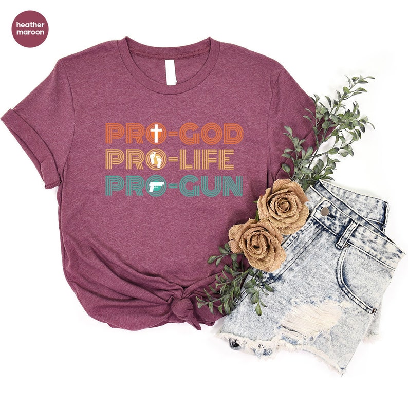Vintage Pro Life Shirt, Christian Shirts, Retro Patriotic Tees, Conservative Crewneck Sweatshirt, Republican Gifts for Women, American Shirt image 4