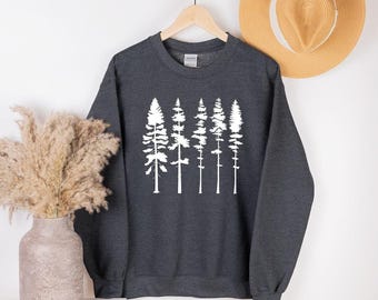 Pine Tree Sweatshirt, Hiking Sweatshirt, Camping Sweatshirt, Outdoors Adventure Shirt, Forest Sweatshirt Gift, Nature Sweatshirt for Women