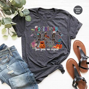 Radiology You Pose We Expose Halloween Tshirts, Funny Halloween Skeleton Pumpkins Shirt, Radiology Technician Graphic Tees for Radiologist image 3