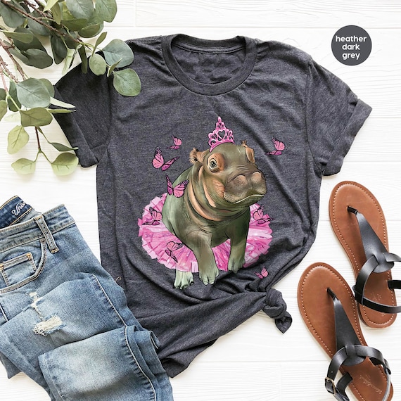 Cute Hippo Graphic Tees, Kids Shirt, Hippo Shirt, Animal T-Shirt, Hippo Gift, Hippopotamus Vneck Shirt, Hippo Shirt for Women, Gift for Her