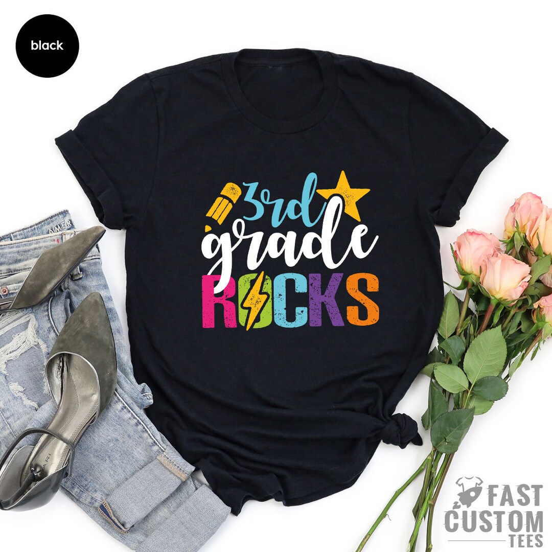 3rd Grade Rocks, Back to School, 3rd Grade Teacher Shirts, Third Grade ...