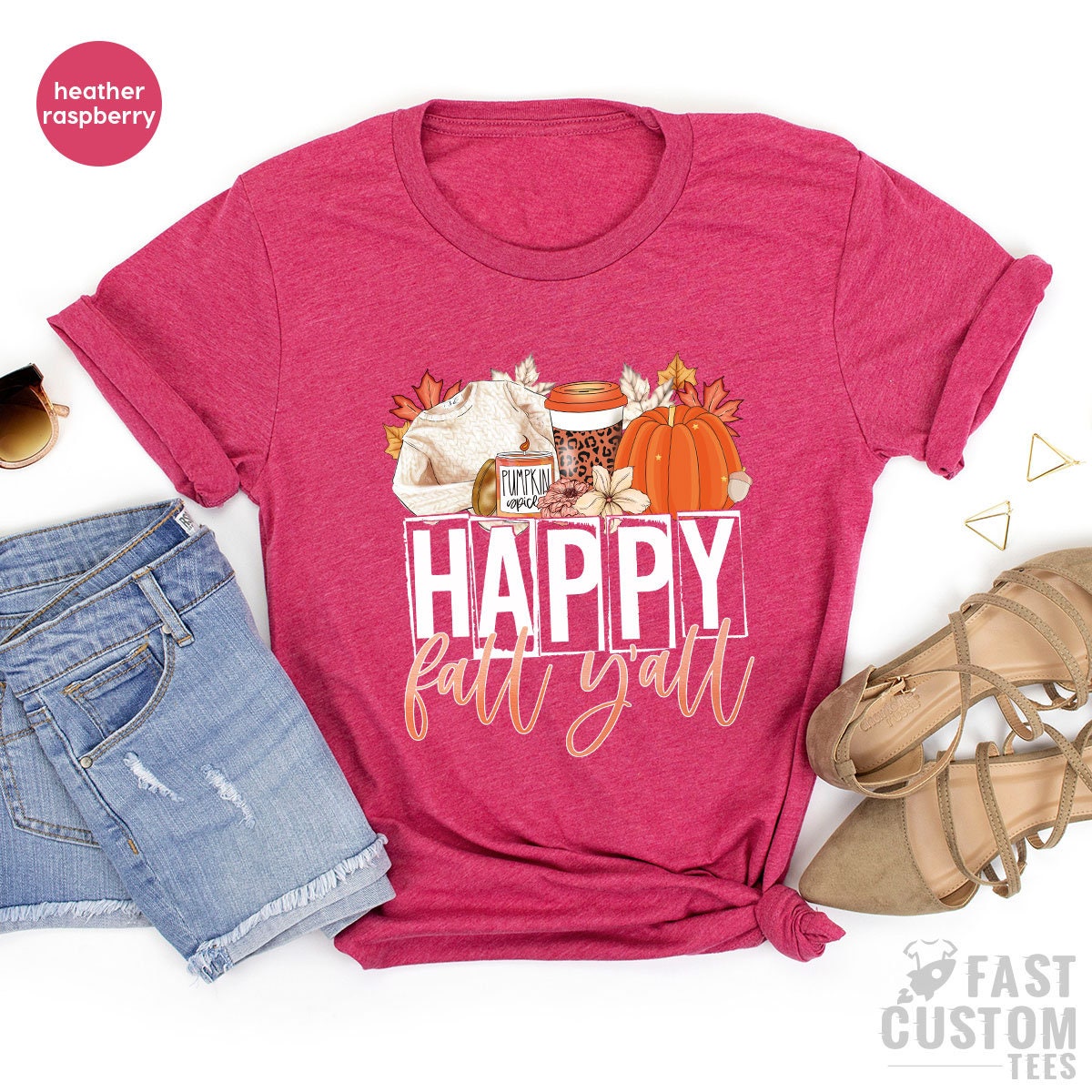 Discover Happy Fall Yall Shirt, Funny Halloween Shirt, Pumpkin T-Shirt, Thanksgiving Shirt, Fall Shirts For Women, Thankful Tshirt