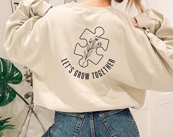 Autism Puzzle Piece Sweatshirt, Floral Puzzle Piece Long Sleeve Shirt, Autism Special Education Teacher Hoodie, Autism Awareness Sweater