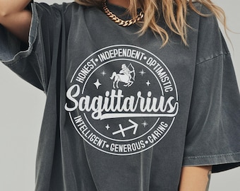 Comfort Colors® Sagittarius Zodiac Shirt, Vintage Astrology Tee, Horoscope Stamp Design, Sagittarius Pride, Gift for Sagittarius Women