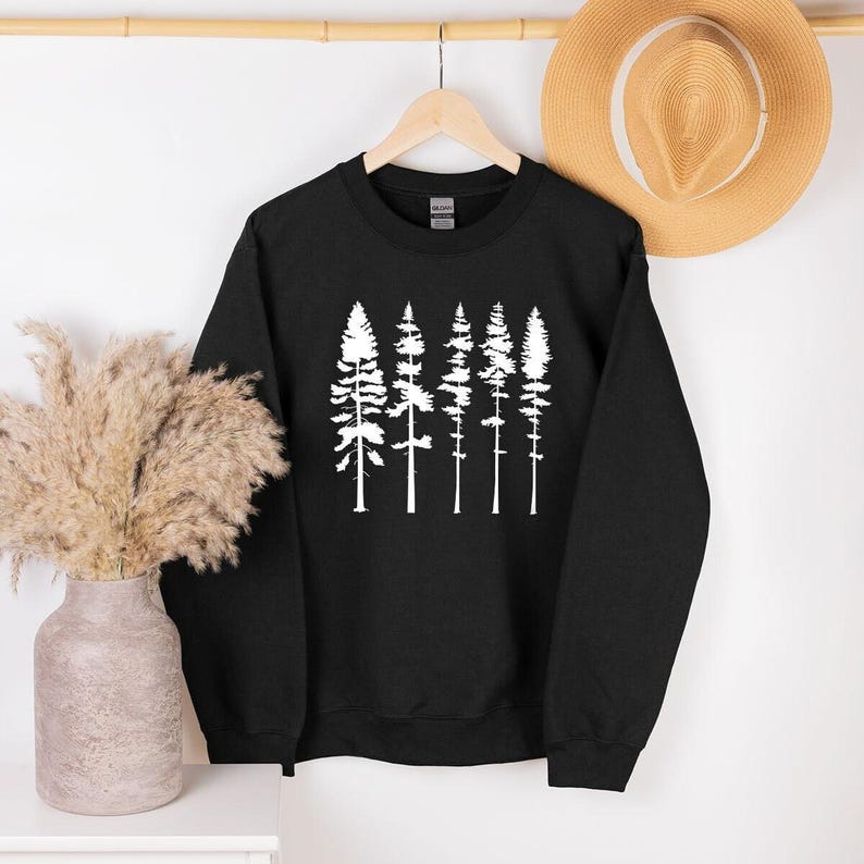 Pine Tree Sweatshirt, Hiking Sweatshirt, Camping Sweatshirt, Outdoors Adventure Shirt, Forest Sweatshirt Gift, Nature Sweatshirt for Women image 3
