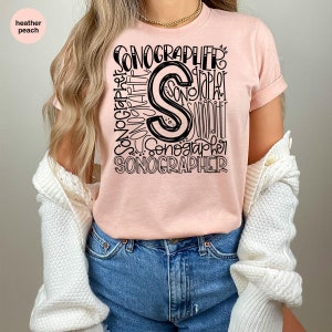 Sonographer Vneck TShirt, Womens Clothing, Sonographer Shirt, Birthday Gift for Her, Shirts for Women, Ultrasound Graphic Tees, Gift for Him image 3