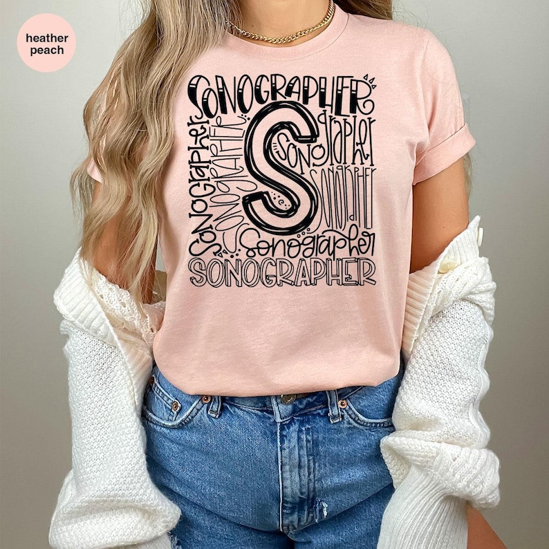 Sonographer Vneck TShirt, Womens Clothing, Sonographer Shirt, Birthday Gift for Her, Shirts for Women, Ultrasound Graphic Tees, Gift for Him image 3