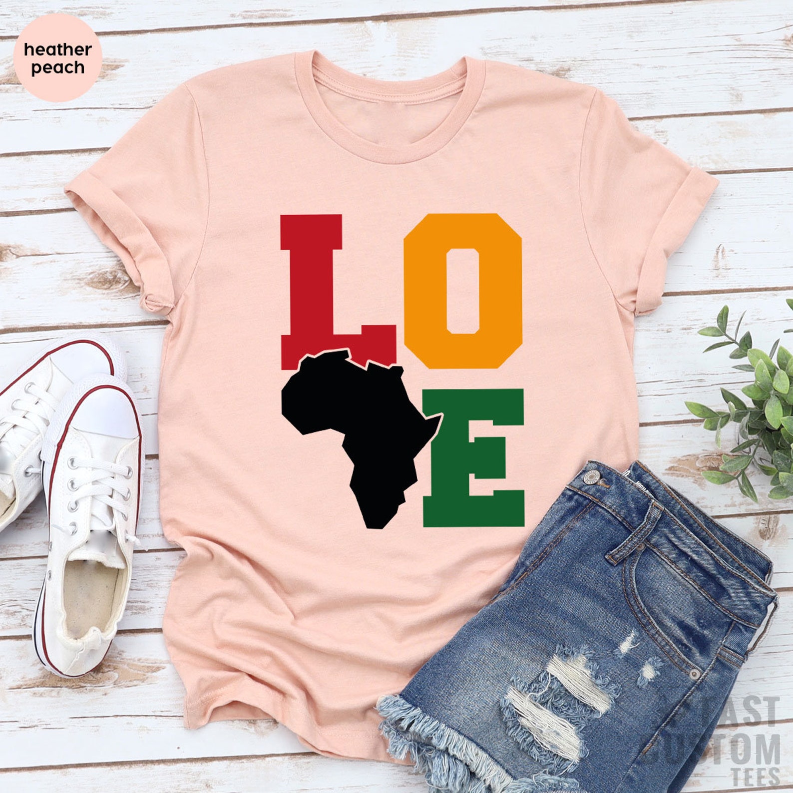 Small Love Shirt Cotton - Orange and Black African Print
