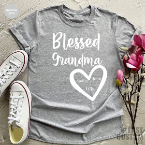 Personalized Grandma Shirt, Custom Grandma Tee, Blessed Grandma Shirt ...