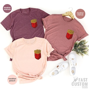 Potato Chips Shirt, French Fries Shirt, Funny Pocket Print Shirt, Food Lover T Shirt, Foodie TShirt, Fast Food T-Shirt image 1
