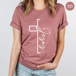 Jesus T-shirt, Christian Shirt, Vertical Cross Shirt, Christian Gift, Jesus Cross T-shirt, Religious Shirt, Inspirational Christian Shirt image 2