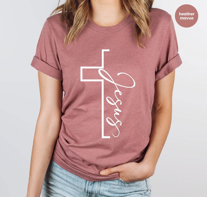 Jesus T-shirt, Christian Shirt, Vertical Cross Shirt, Christian Gift, Jesus Cross T-shirt, Religious Shirt, Inspirational Christian Shirt image 2