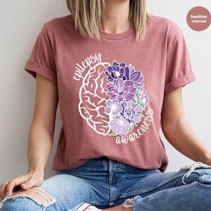 Epilepsy Awareness Crewneck Sweatshirt, Neurodiversity T-Shirt, Epilepsy Gift, Motivational Tee, Epilepsy Mom Shirt, Purple Ribbon Tee image 2