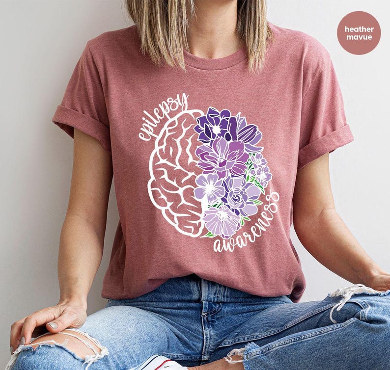 Epilepsy Awareness Crewneck Sweatshirt, Neurodiversity T-Shirt, Epilepsy Gift, Motivational Tee, Epilepsy Mom Shirt, Purple Ribbon Tee image 2