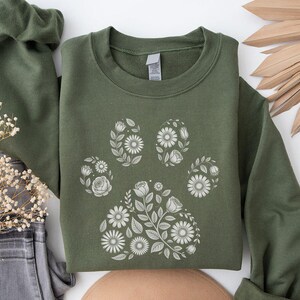 Vintage Floral Paw Print Shirt, Nature Harmony Design for Animal Lovers, Pet Adoption Event Apparel, Peaceful Dog Cat Lover Tee image 4