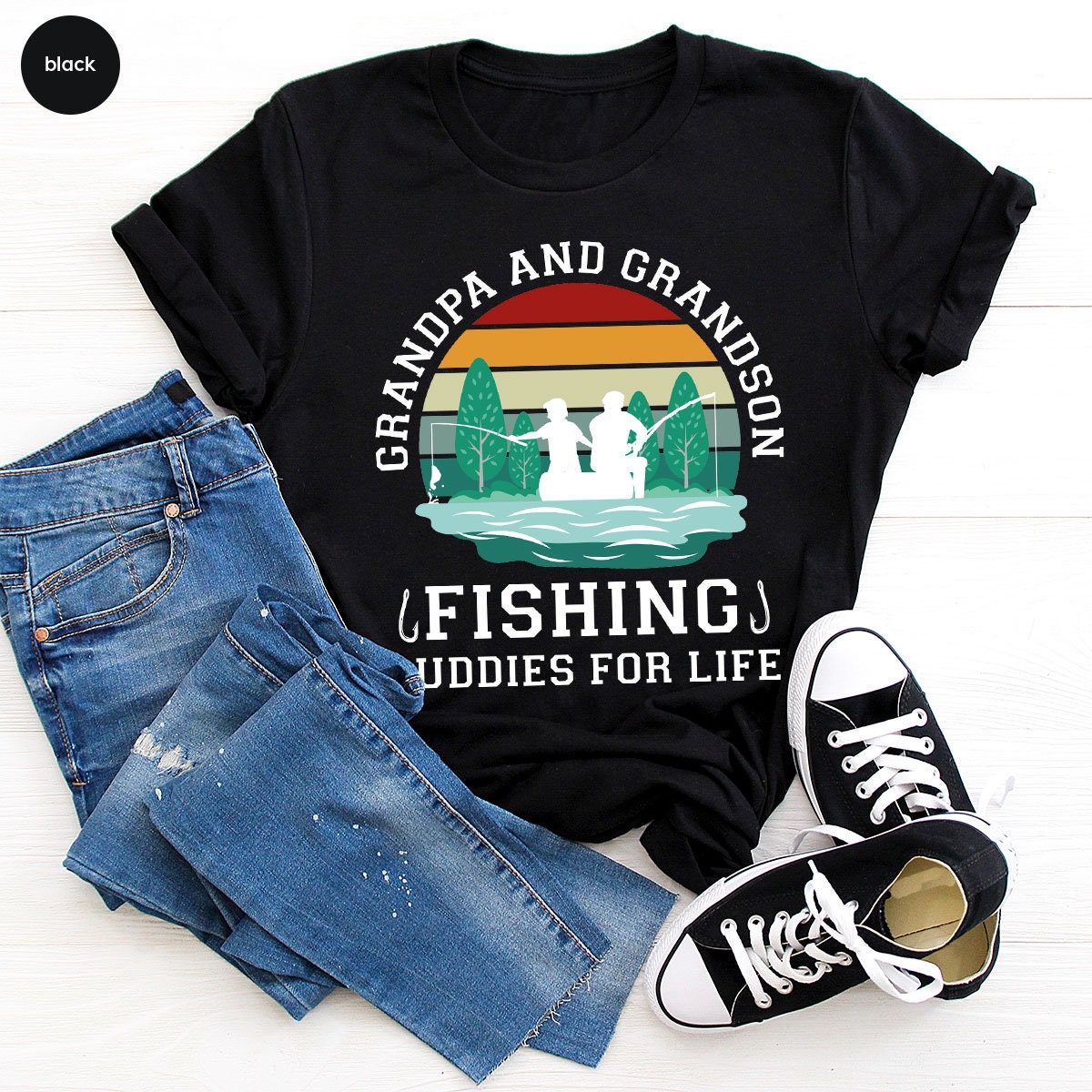 Grandpa and Grandson Fishing Buddies for Life Shirt, Funny Fishing Grandpa Grandson Crewneck Shirts, Fishing Gifts for Grandpa from Grandson