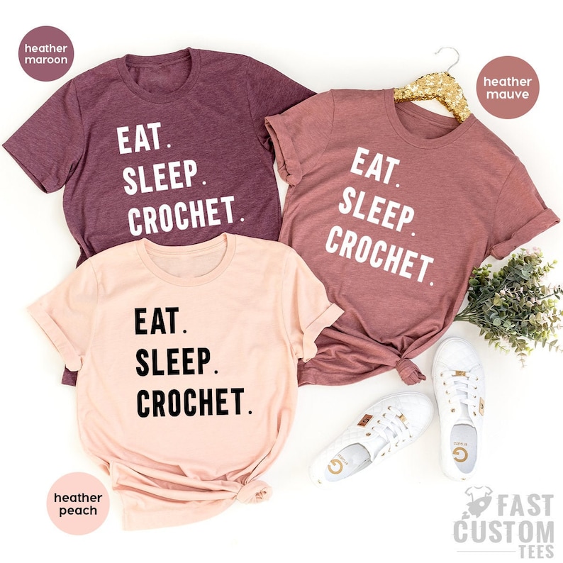 Funny Crochet Shirt Crochet TShirt Eat Sleep Crochet Tee image 1