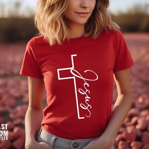 Jesus T-shirt, Christian Shirt, Vertical Cross Shirt, Christian Gift, Jesus Cross T-shirt, Religious Shirt, Inspirational Christian Shirt image 4