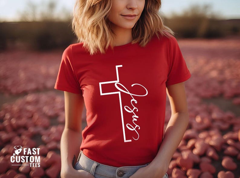 Jesus T-shirt, Christian Shirt, Vertical Cross Shirt, Christian Gift, Jesus Cross T-shirt, Religious Shirt, Inspirational Christian Shirt image 4