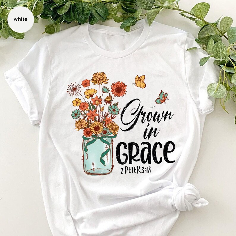Floral Bible Verse Shirt, Flower Butterfly Graphic Tee, Retro Christian Clothing, Jesus Faith Shirts For Women, Religious Gifts For Her image 4