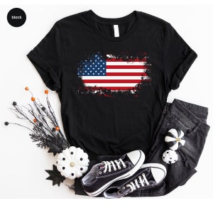 T-shirt rétro du 4 juillet, T-shirt drapeau américain, T-shirts graphiques carte des États-Unis, T-shirts patriotiques vintage, Cadeau pour grand-père, Tenue pour le Memorial Day, T-shirt pour vétéran image 2