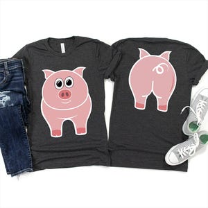 Cute Pig Butt Shirt, Cute Pig Face T-Shirt,Pig  Double Print Shirt, Funny Pig Shirt, Pig Kids Shirt, Pig Family Shirt, Cute Farmer Pig Shirt