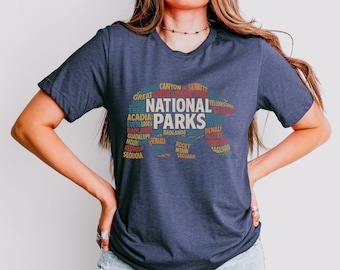 Bear Silhouette National Parks Shirt, Outdoor Adventure Unisex Top, Hand-Lettered Wildlife Exploration Gift for Nature Lovers