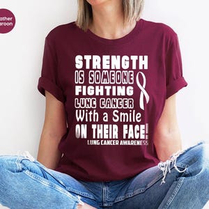 Lung Cancer Awareness T-Shirt, Cancer Warrior Shirt, Lung Cancer Survivor Shirt, Cancer Gifts, Cancer Ribbon Tee, Cancer Support Shirt image 4