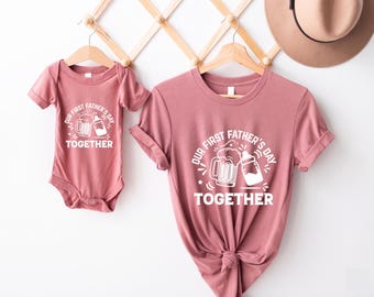 Our First Father's Day Beer and Milk Graphic Tee, Father Appreciation Gift, Funny Dad Shirt, Matching Dad and Kids Outfit, Drinking Buddies