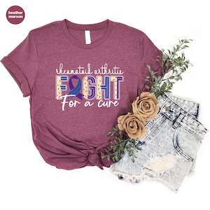 Rheumatoid Arthritis Shirt, Awareness Ribbon Graphic Tees, Family Support Clothing, Gifts for Warrior, Rheumatoid Arthritis Survivor Outfit 画像 5