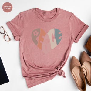 Vintage T Shirt, Peace Shirt, Graphic Tees Vintage, Peace Heart Shirt, Groovy Shirt, Groovy Peace Shirt, Boho Shirt, Shirts For Women image 5