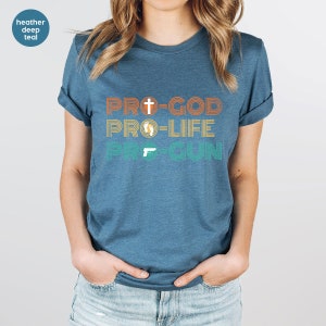 Vintage Pro Life Shirt, Christian Shirts, Retro Patriotic Tees, Conservative Crewneck Sweatshirt, Republican Gifts for Women, American Shirt image 2