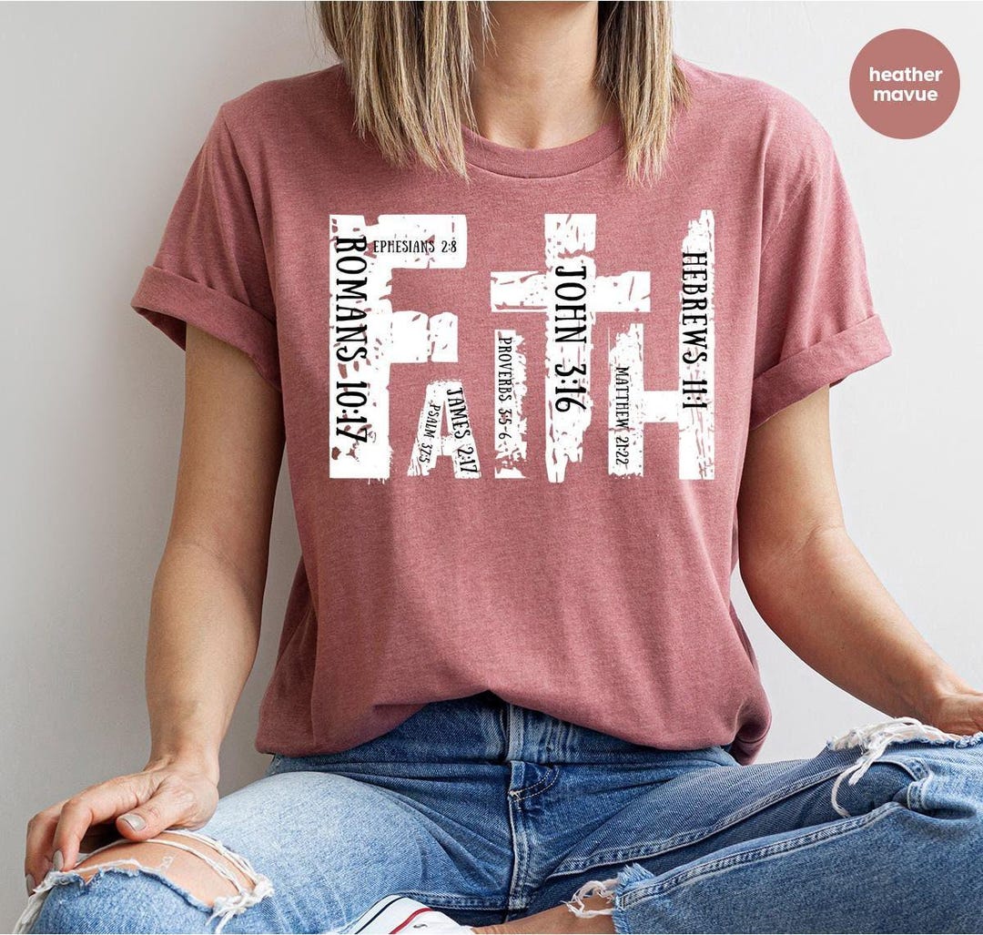 Christian Shirt, Bible Verse T-shirt, Religious Outfit, Retro Faith T ...