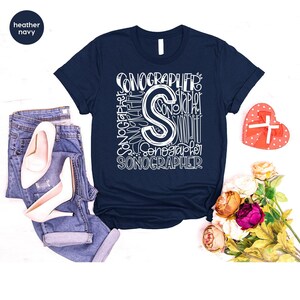 Sonographer Vneck TShirt, Womens Clothing, Sonographer Shirt, Birthday Gift for Her, Shirts for Women, Ultrasound Graphic Tees, Gift for Him image 5