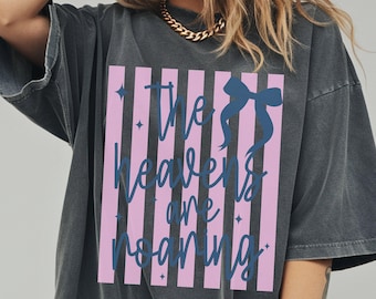 Comfort Colors® The Heavens Are Roaring Shirt, Inspirational Faith Tee, Striped Coquette Youth Shirt, Trendy Religious Streetwear Tanktop