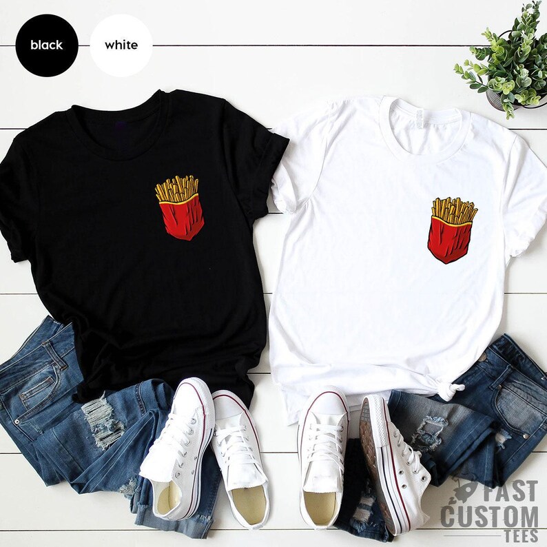 Potato Chips Shirt, French Fries Shirt, Funny Pocket Print Shirt, Food Lover T Shirt, Foodie TShirt, Fast Food T-Shirt image 4