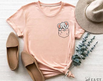 Elephant Shirt, Elephant Gifts, Pocket Elephant Shirt, Elephant Baby Shirts, Pocket Elephant Toddler, Shirts for Women, Kids Elephant Shirt