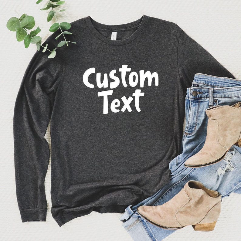 Custom Long-Sleeve Shirt, Unisex Custom Shirts for Men, Custom Name Long Sleeve Shirt, Custom Text Shirt, Personalized Long Sleeve Gifts image 3